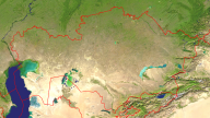 Kasachstan Satellit + Grenzen 1920x1080